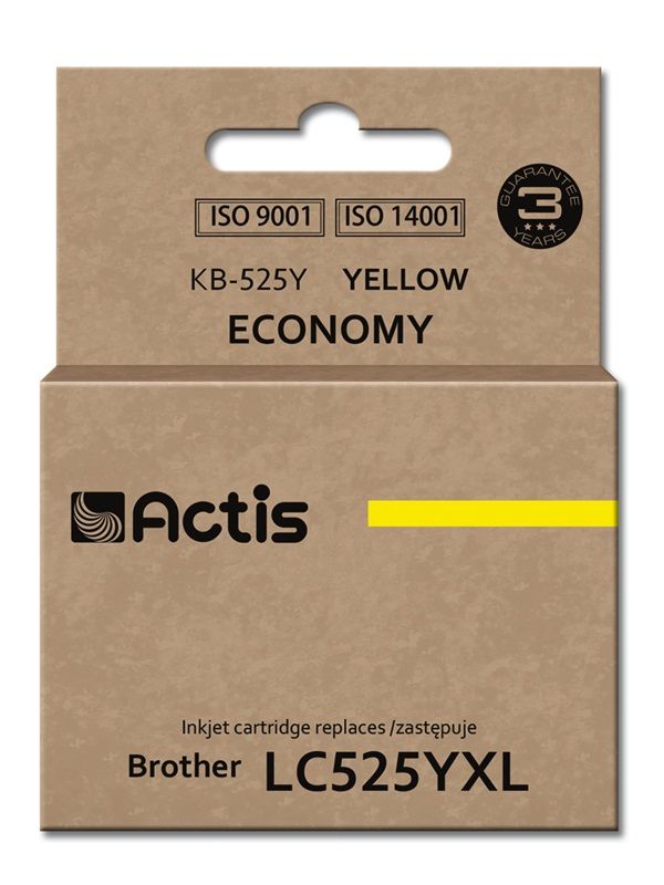 Actis Yellow Ink Cartridge (Replacement for Brother LC525Y, Standard 15ml)