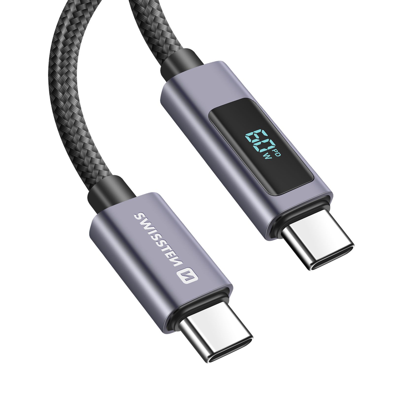 Swissten 3A USB-C to USB-C Cable, 60W Power Delivery, 1m, Black