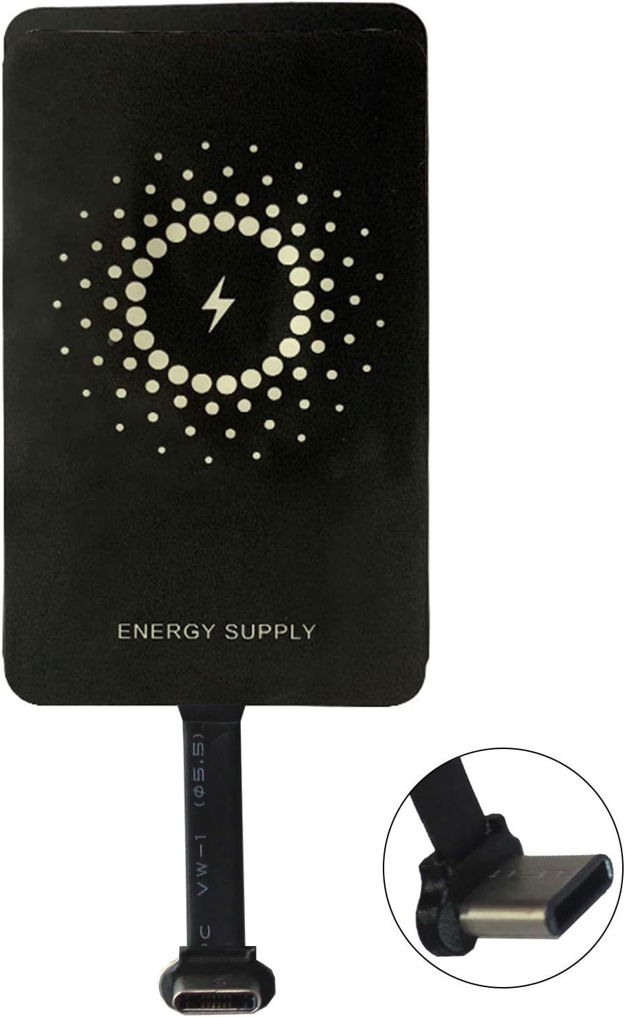KALANKA Wireless Charger USB Type C 1300mA Super Fast Qi Receiver and Adapter for Google Pixel, Samsung, Huawei, LG, Sony, Motorola, Nokia, etc (Long, Plastic)