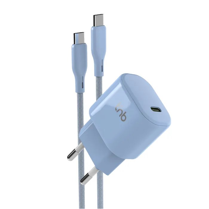 TNB - Pack de charge secteur 1 USB-C 30W + câble USB-C Power Delivery bleu