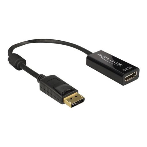 Adaptador de vídeo Delock - Puerto DisplayPort masculino a HDMI femenino - 20 cm - Negro - Compatible 4K
