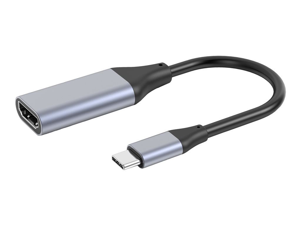 DLH Energy HDMI Adapter - USB-C Male to HDMI Female - 4K Support - 12cm - Grey Aluminum