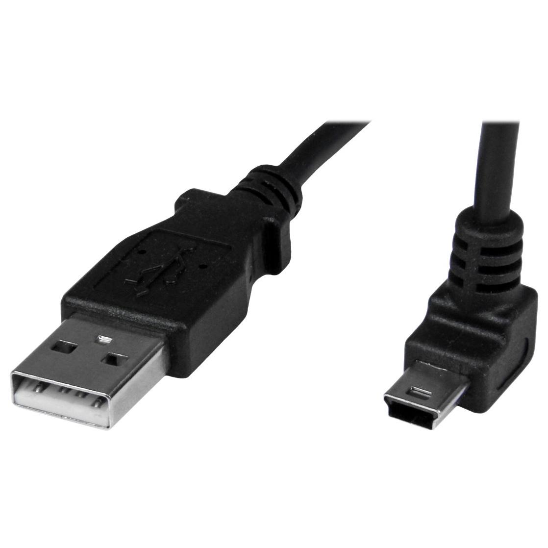 StarTech.com 1m Mini USB Cable - Right Angle 90° Upward Bent A to Mini B - Black