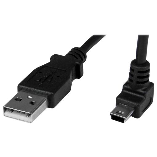 Cable USB Mini de StarTech.com de 1 m - Ángulo recto de 90° hacia arriba A a Mini B - Negro