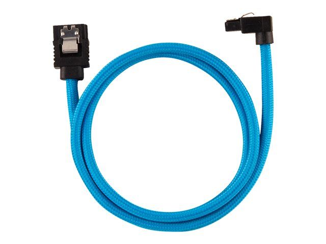 Corsair SATA Cable - 60cm, Right-Angled to Locked Inclined, Blue (Pack of 2)