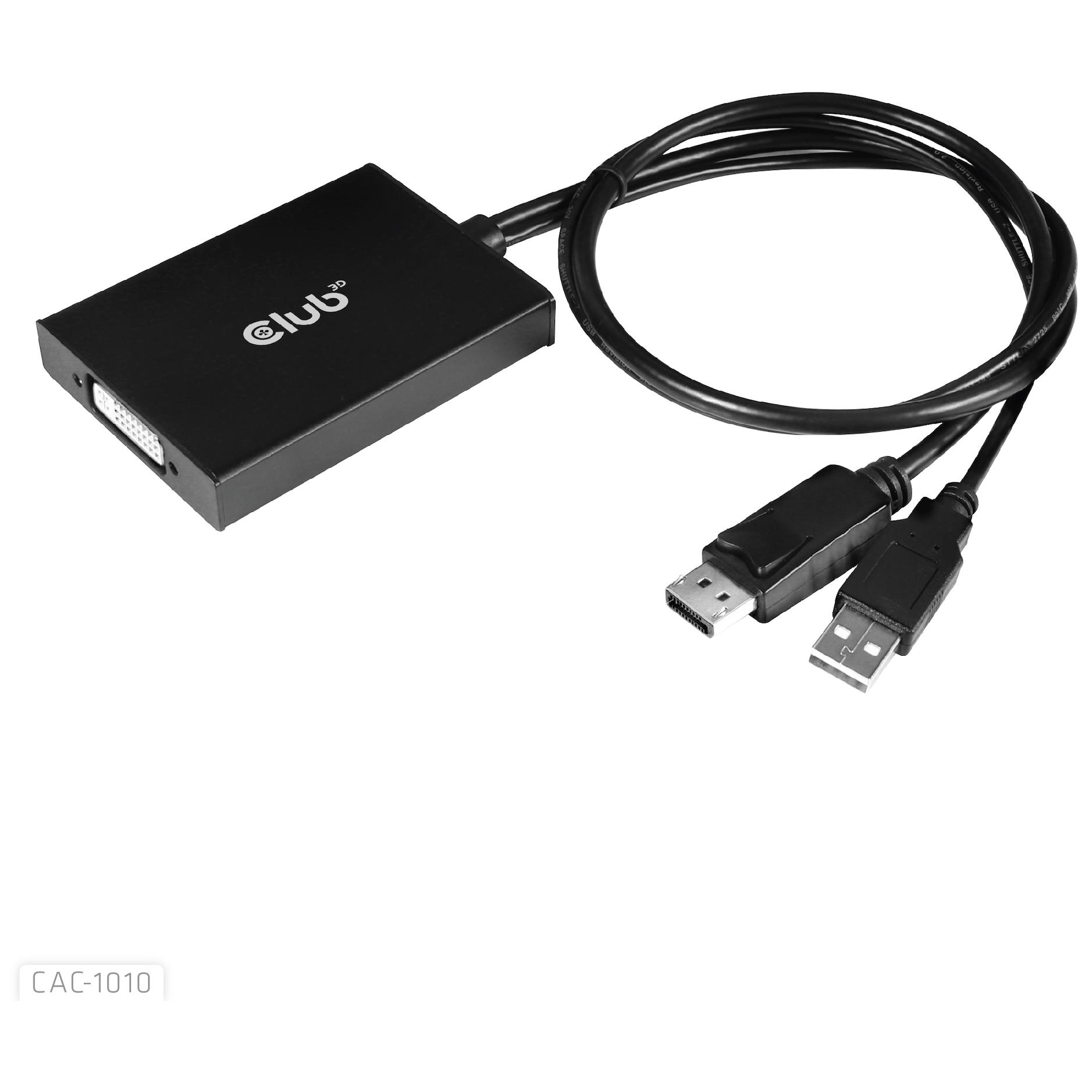 Cable Club 3D DisplayPort/USB a DVI-I Dual Link (0,6 m, Negro/Blanco)