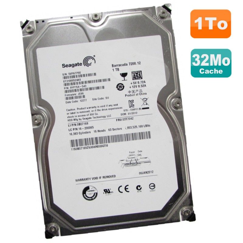 Seagate Barracuda 1TB Internal Hard Drive 3.5" SATA III ST31000524AS