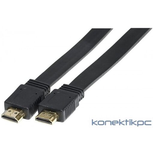 Exertis Connect HDMI Cable - 3m, Black, Flat, 4K Support