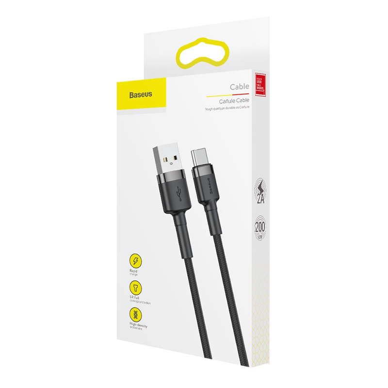 Baseus 2A Type-C Cable, 2m Gray + Black