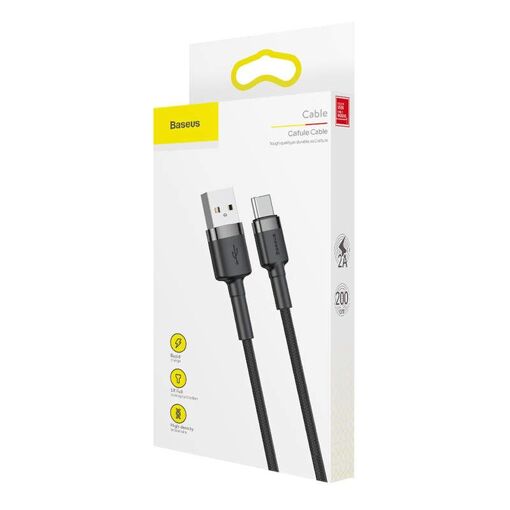 Câble Baseus 2A Type-C, 2m Gris + Noir
