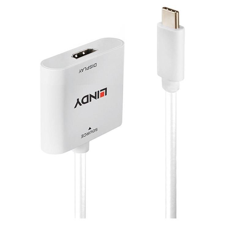 Lindy USB-C to HDMI Adapter - 10cm - White - 4K60Hz (3840 x 2160) Support