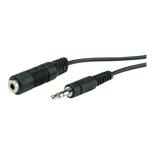 Extensor de cable de audio Roline - Mini jack estéreo de 3,5 mm macho a hembra de 3,5 mm - 3 m - Blindado - Negro