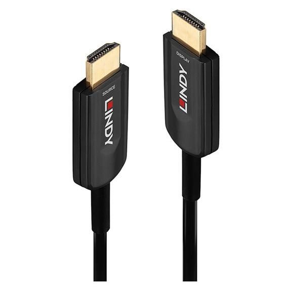 Cables HDMI de alta velocidad Lindy - 15 m, híbrido de cobre/fibra óptica, negro