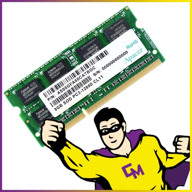 Memoria RAM Apacer 8GB SODIMM DDR3 (AS08GFA60CATBGC, PC3-12800, 1600MHz, CL11)