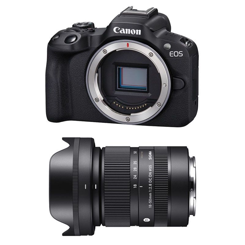 Canon EOS R50 + Sigma 18-50mm f/2.8 DC DN Contemporary Lens, 3-Year Warranty