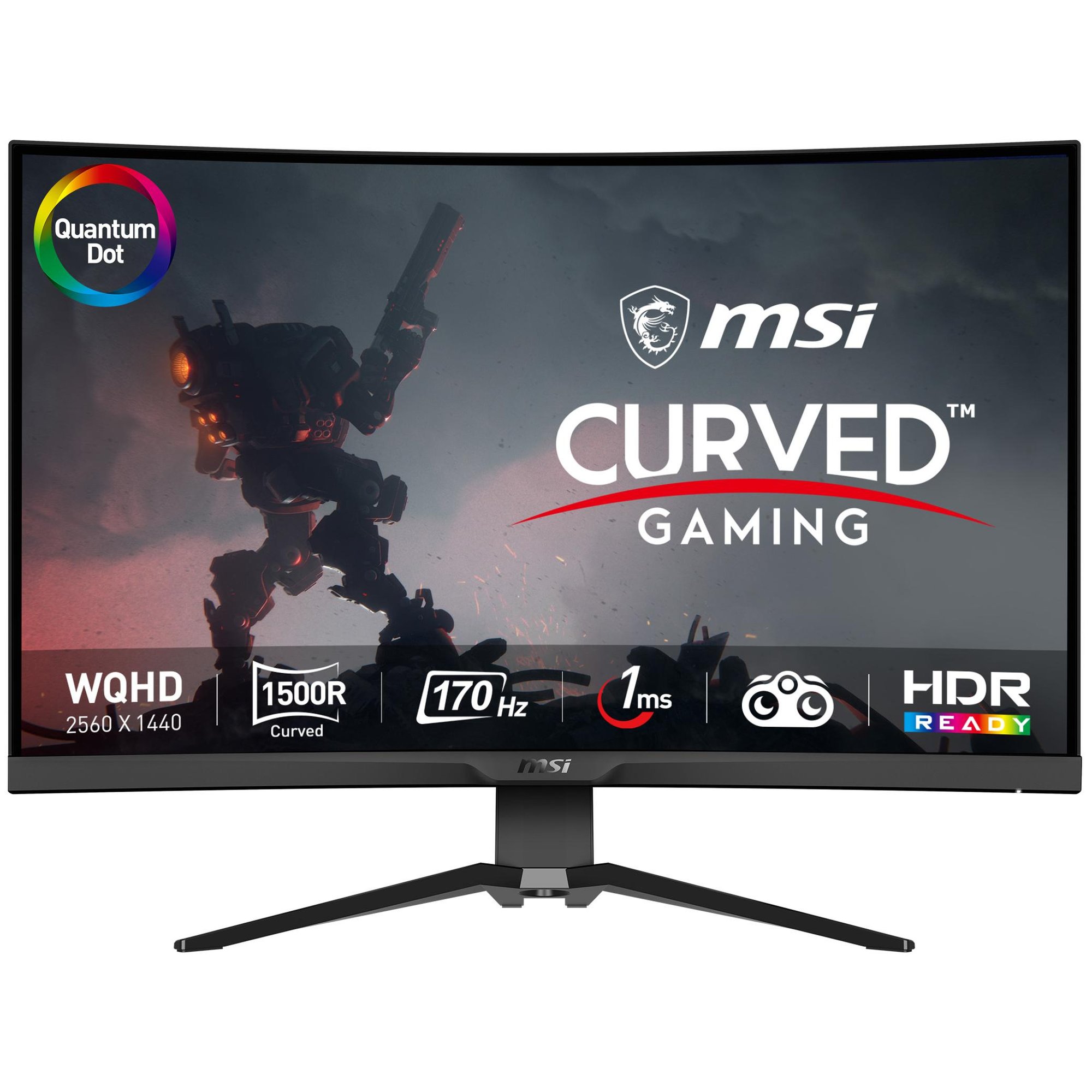 MSI MAG 325CQRF-QD Curved Gaming Monitor - 32" (31.5" Visual) WQHD 2560x1440 @ 170Hz VA - 300 cd/m² - 3500:1 - 1ms - 2xHDMI, DisplayPort, USB-C