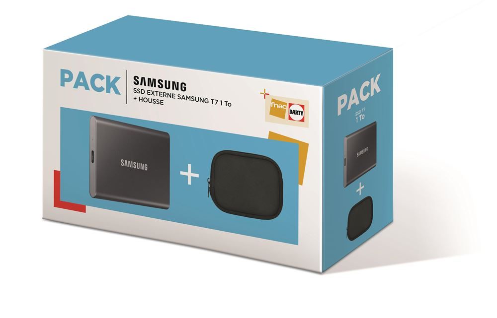 Samsung T7 External SSD 1TB Gray + Case