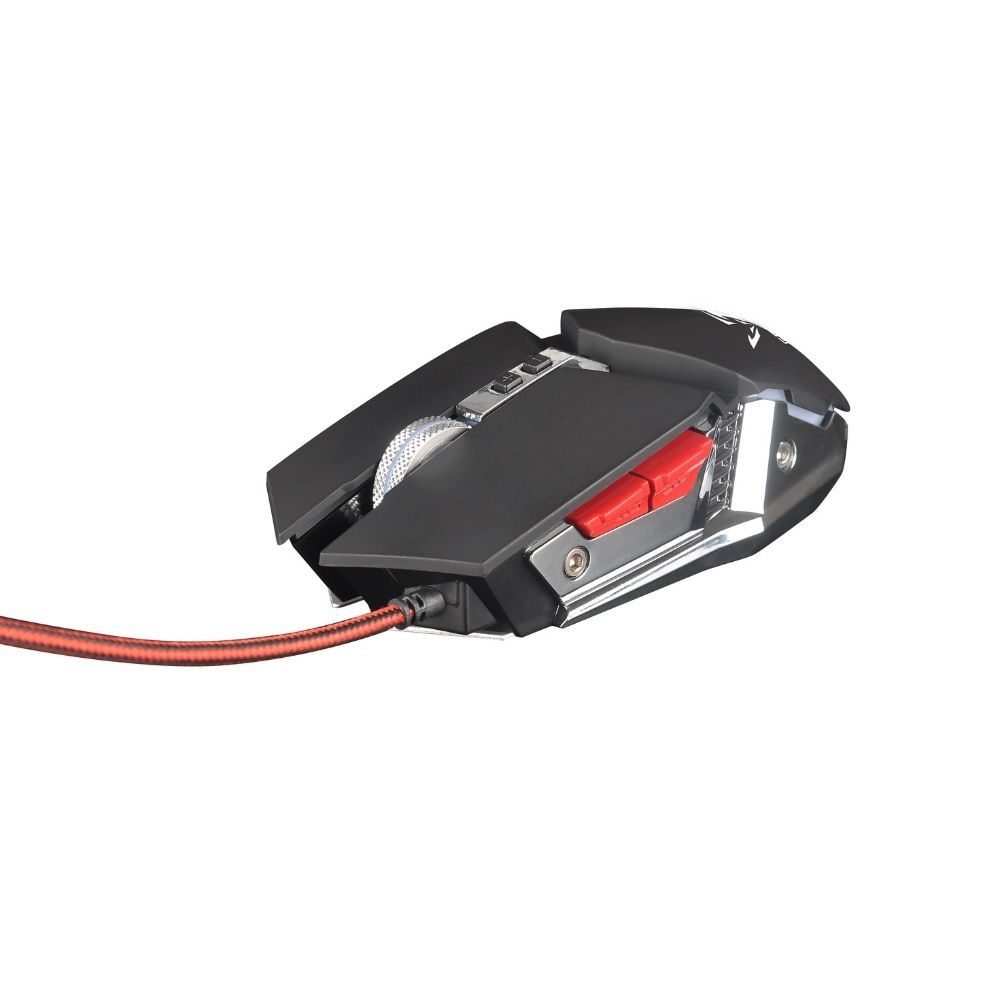 Ratón Gamium por WE Mouse Gamer de cable, base metálica de alto rendimiento, hasta 6400 DPI, botón de disparo x3, iluminación retroiluminada de 7 colores, 8 botones programables - Negro y Plata