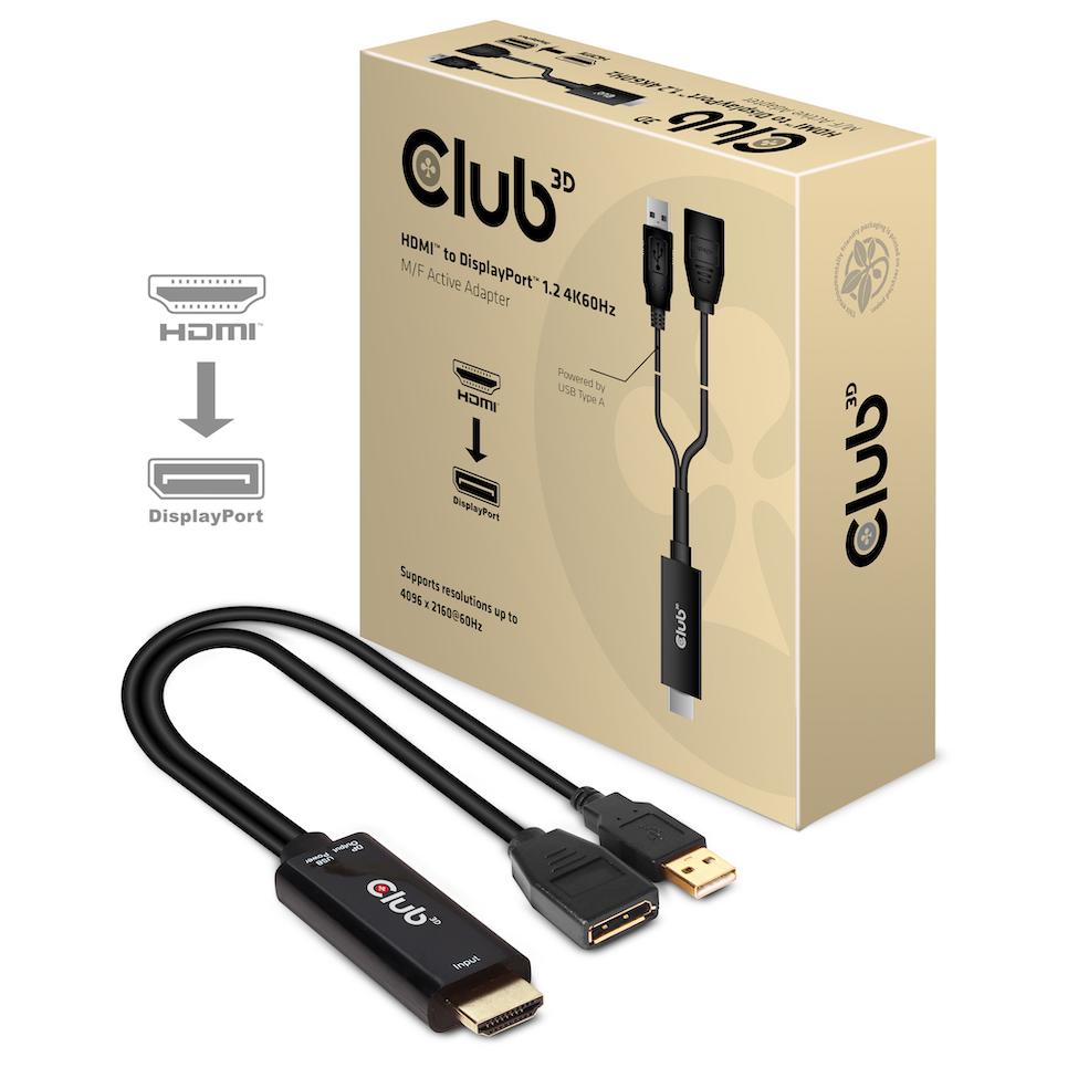 Club 3D CAC-1331 0.25m HDMI to DisplayPort Cable - Black