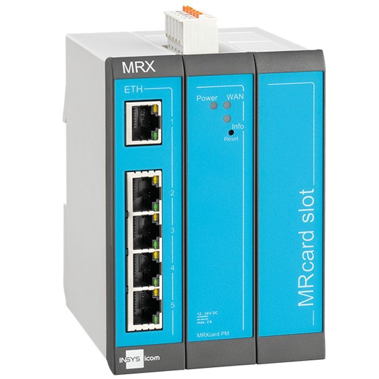 INSYS MICROELECTRONICS MRX3 Connected Ethernet Router (Fast Ethernet, Blue & Gray)