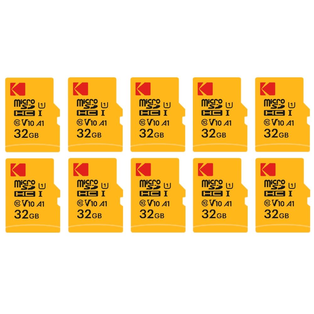 Kodak 10-Pack Micro SDXC 32GB Premium Memory Cards - Class 10 UHS-I - High Speed and Reliability for Smartphones, Cameras, Tablets, and Consoles