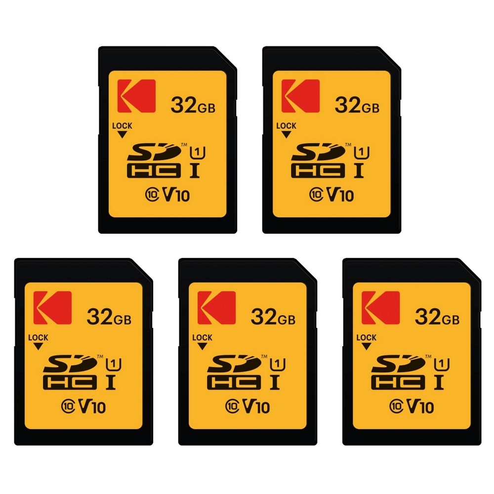 Kodak 5-Pack SDHC UHS-I Class 10 Memory Cards, 32GB