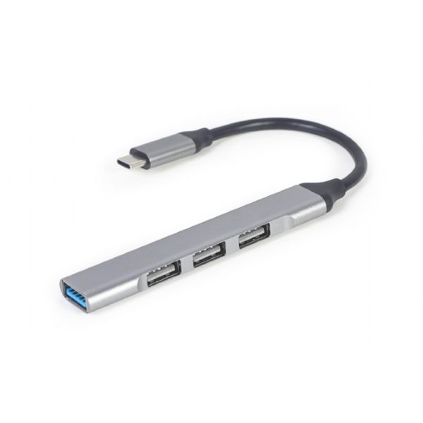 Gembird Type-C USB 3.2 Hub, 4 Ports (1 x USB 3.0, 3 x USB 2.0), Silver