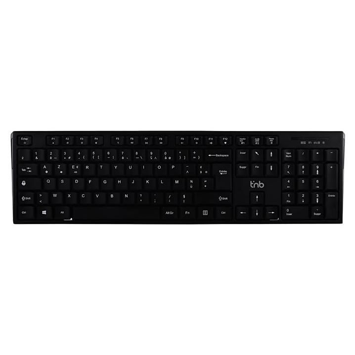 TNB Classy Wireless Keyboard - Rechargeable - 2.4 GHz, Bluetooth - AZERTY - Black