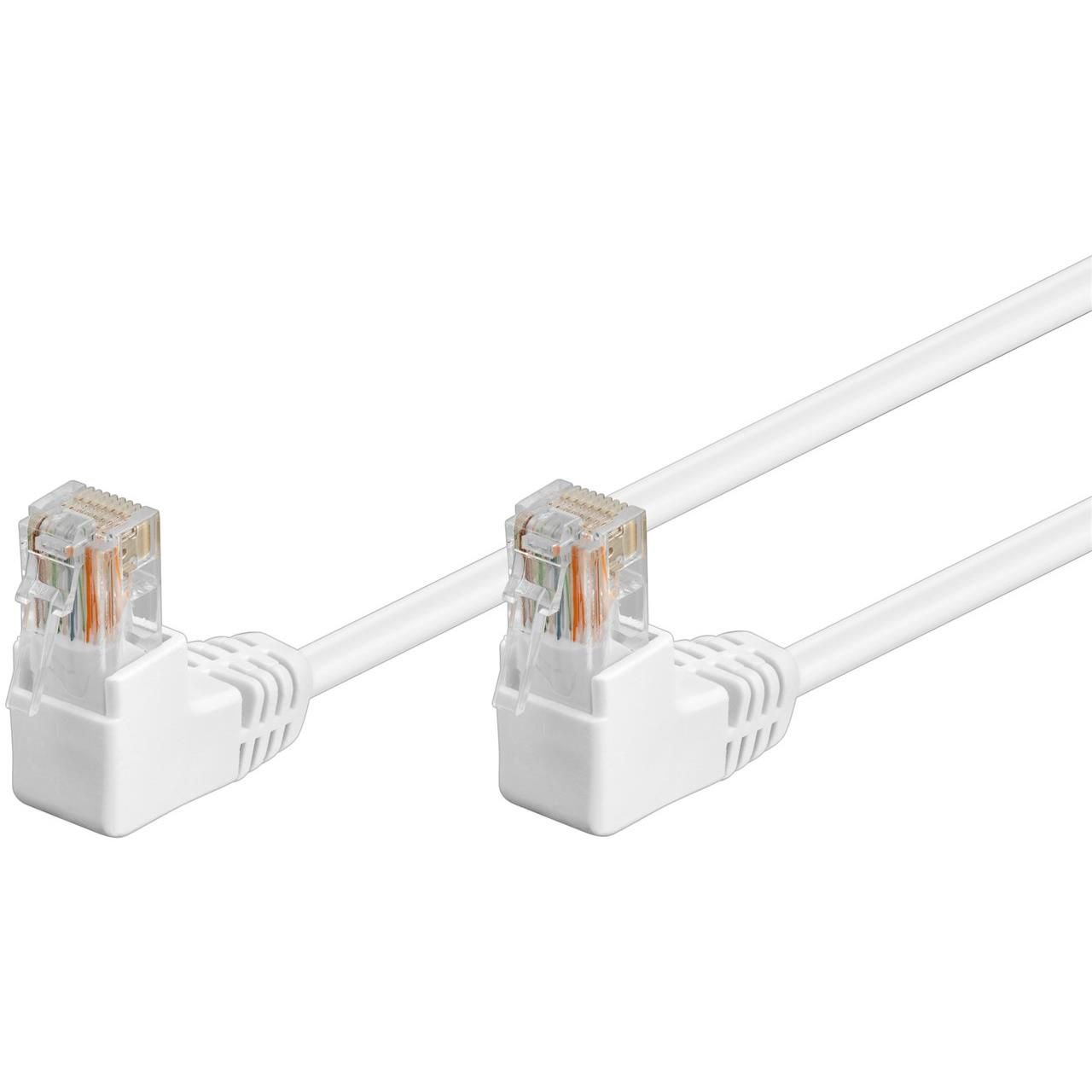 Cable de parche Goobay CAT 5e, 2 x 90° doblado, U/UTP, blanco, 1 m