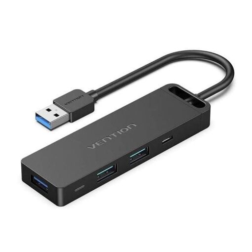 Station d'accueil Vention CHVBB à 3 ports USB 3,0 avec MicroUSB PD et lecteur de cartes - Noir
