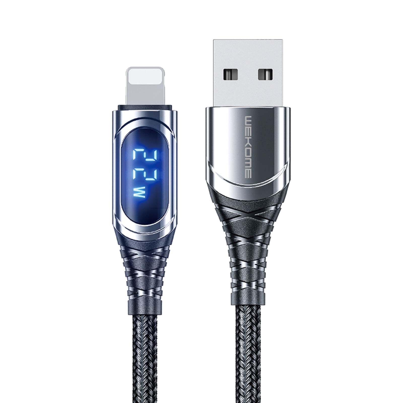 Wekome Lightning to USB-A Cable 6A 1m with LED Display and Quick Charge