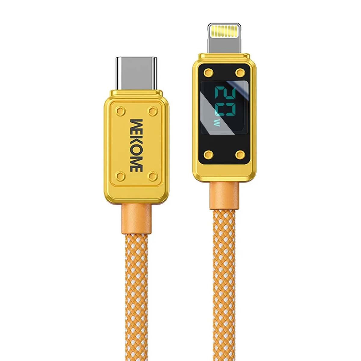 Wekome 20W USB-C to Lightning Cable, 1m, LED Display, Gold