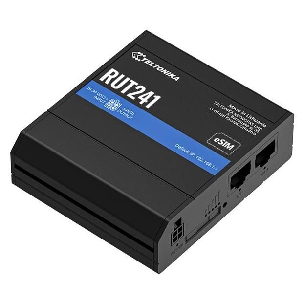 Teltonika RUT241 eSIM Router - 2.4GHz Wireless Router - WWAN 2G/3G/4G - DIN Rail Mount
