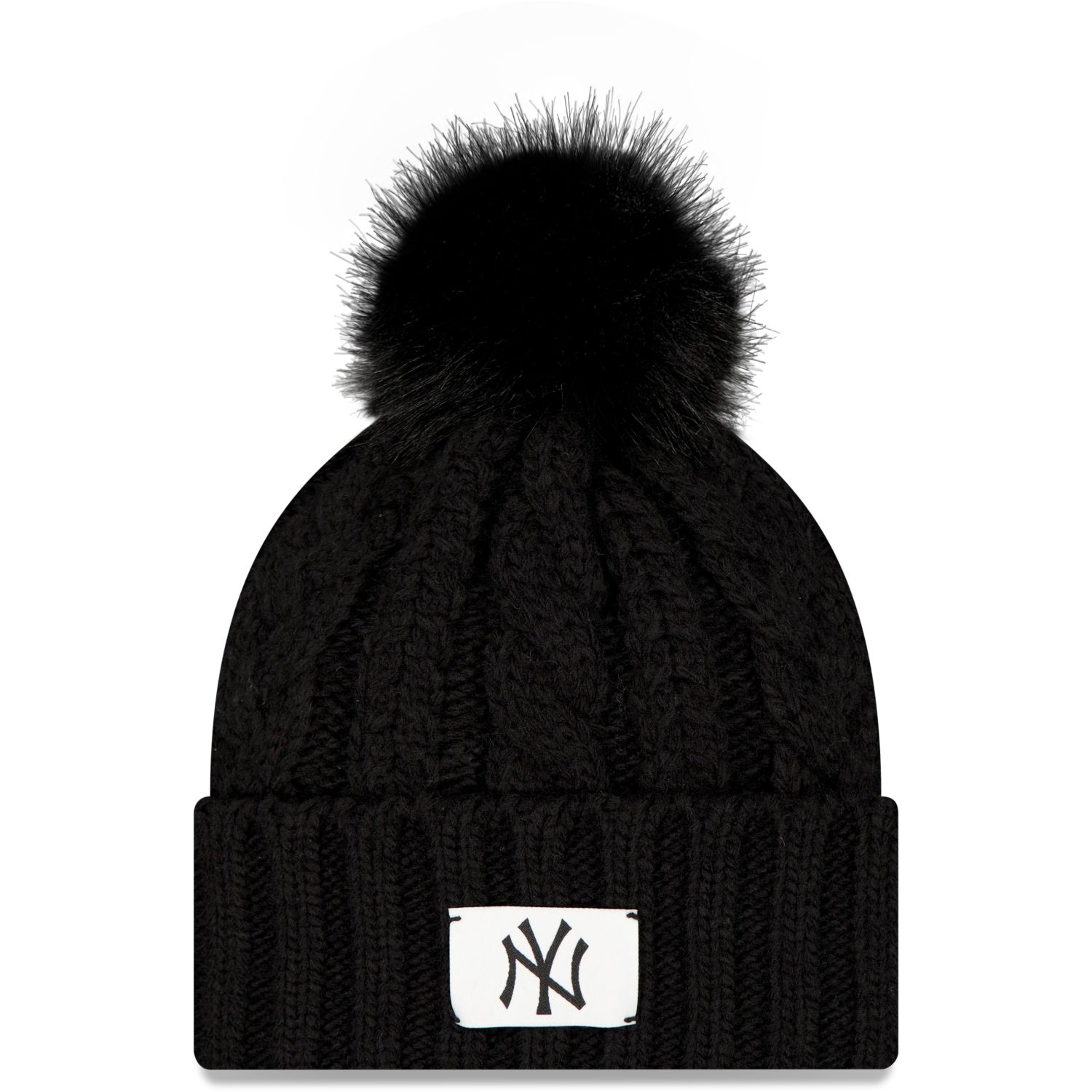 New Era Knit Women's MLB Cable Beanie (Medium, Black, New York Yankees)