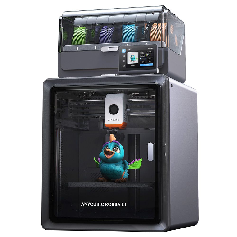 Anycubic Kobra S1 Combo 3D Printer, 8-Color Printing, Ace Pro Color Engine, Ultra-Fast 600mm/s, Automatic Leveling, 320°C Heating Block, 250x250x250mm