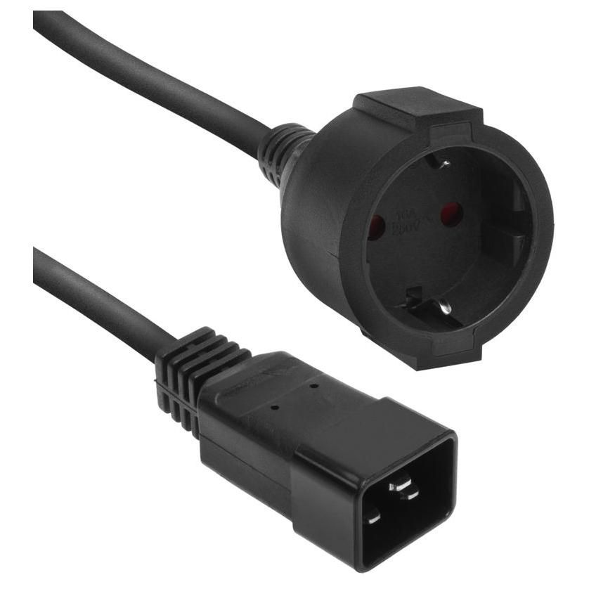 ACT AK5251 Electric Cable, 0.2m, Black, IEC C20 to CEE7/3