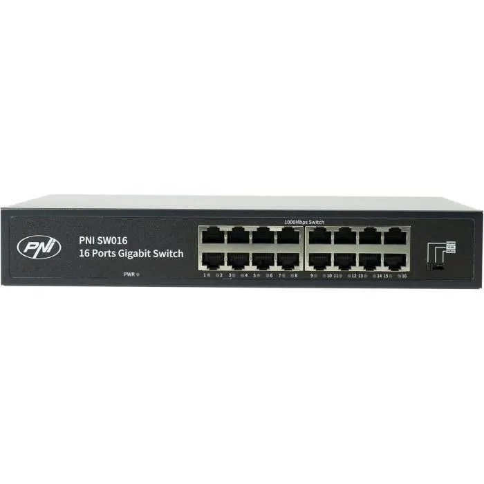 Gigabit Switch - PNI - SW016 - 16 Ports 10/100/1000 Mbps - Metal Case - Plug-and-Play