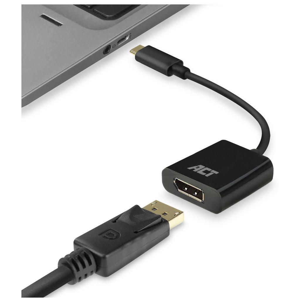 ACT USB-C to DisplayPort Cable Adapter 0.15m - Black