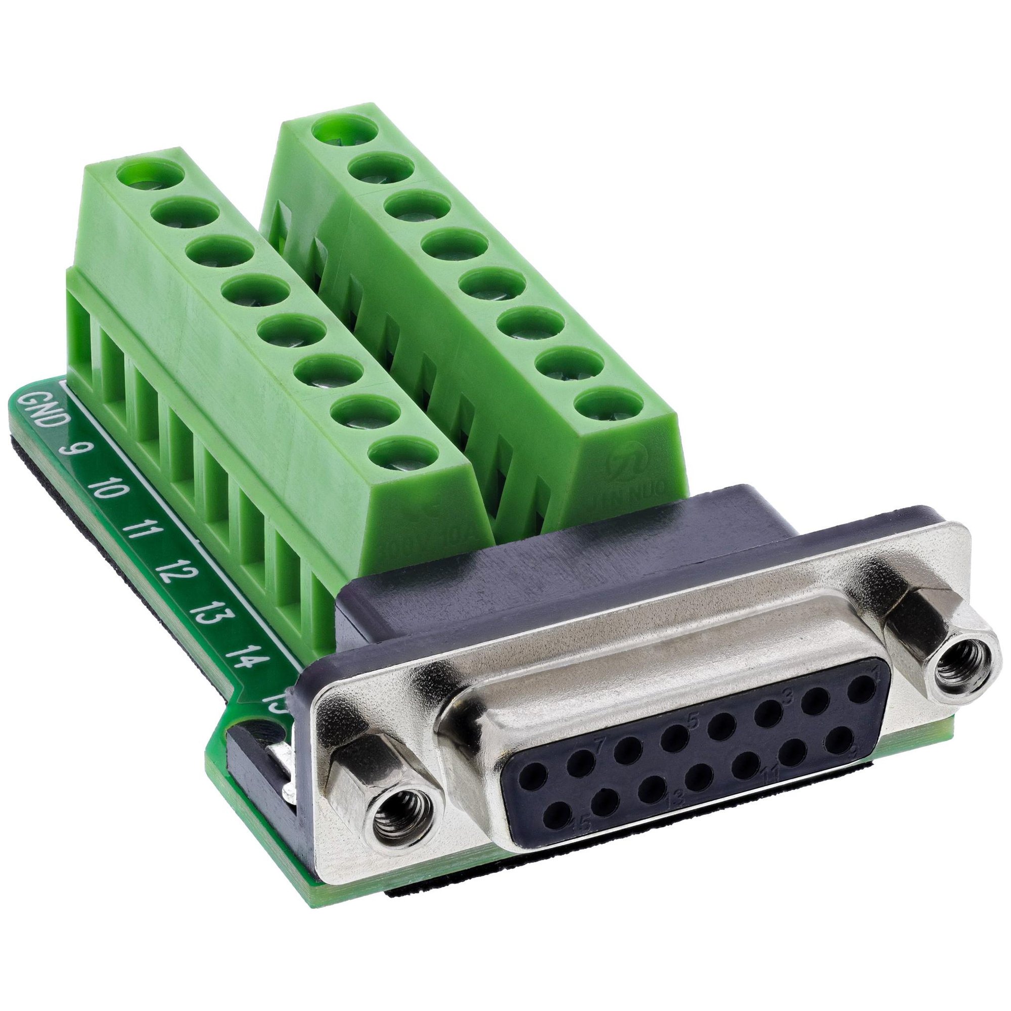 InLine 92502A Connector - Terminal Block/D-Sub 15, Black and Green
