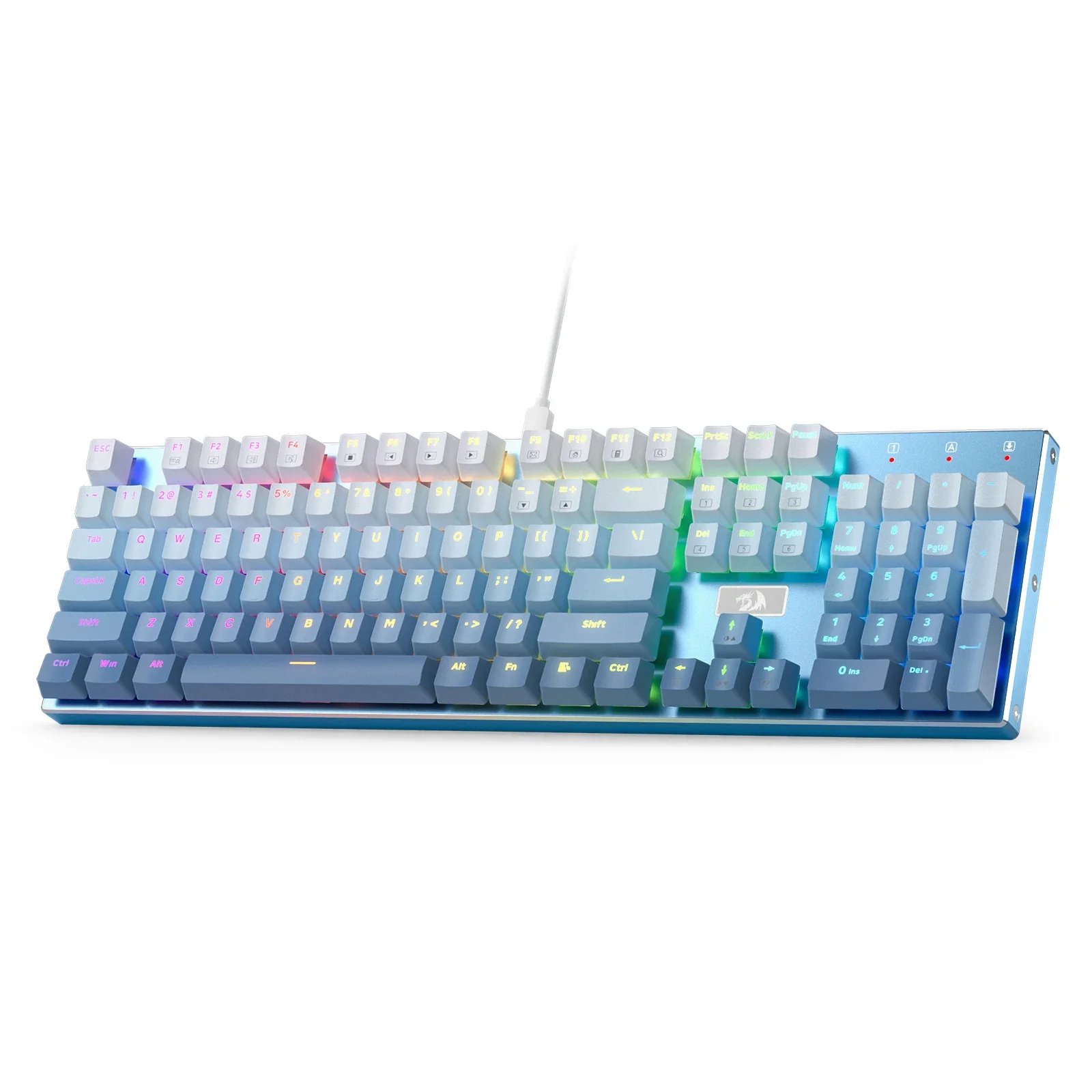 Soundswealth Retro-Lit Wired Mechanical Keyboard, 104 Keys, Red Linear Switches Hot-Swap, High Durability Aluminum Chassis - Midnight Blue