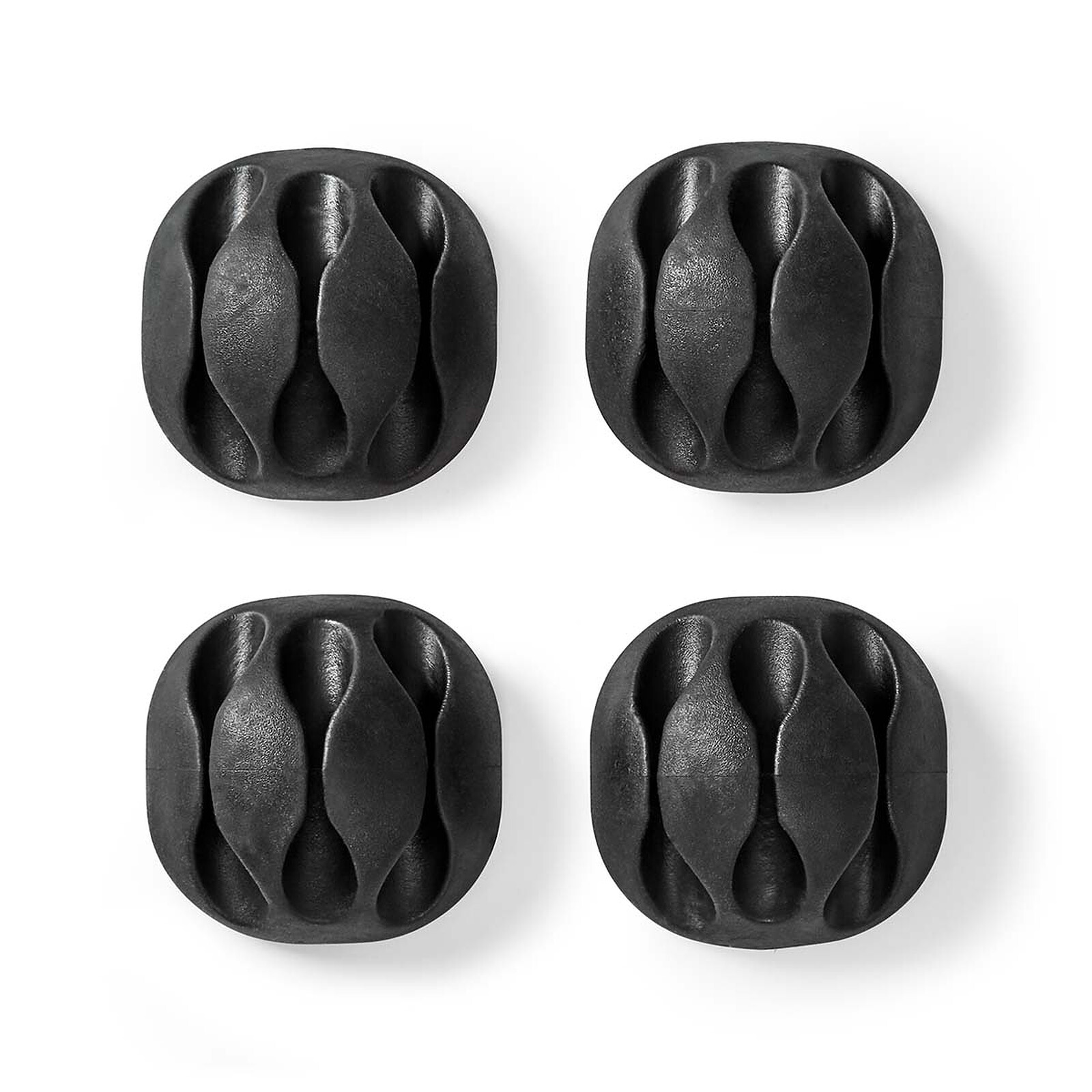 Nedis Set of 4 Mini Cable Clips - 3 slots up to 5.3 mm - Black 