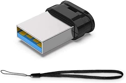USB 3.0 128GB Ultra Mini Flash Drive, High-Speed External Memory Key for PC/TV/Car Stereo (Black, Lanyard Included)