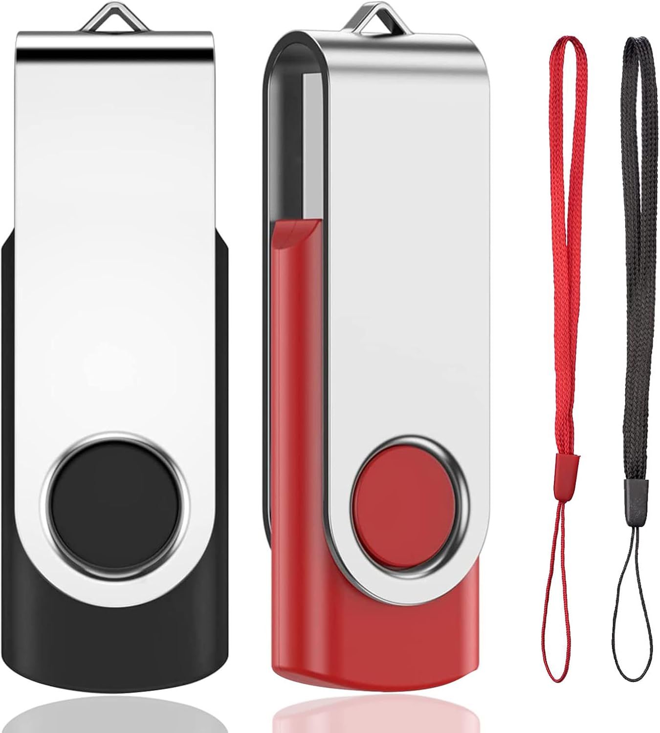 VBSUDGYDFG 64GB USB Flash Drive (2-Pack) - Rotating Metal Design, Capless, Portable Keychain, 2.0