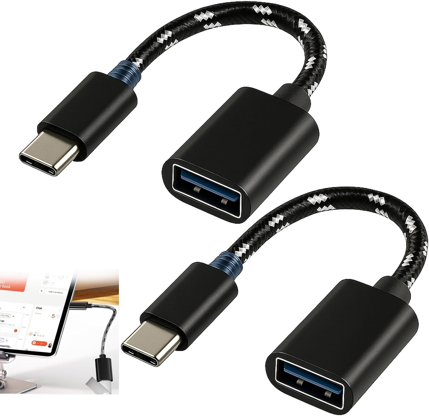 2-Pack USB-C to USB 3.0 Adapter, High-Speed Cable for Data Transfer and Charging