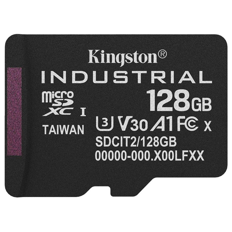 Tarjeta de memoria flash Kingston Industrial - 128 GB - A1 / Clase de video V30 / UHS-I U3 / Clase 10 - microSDXC UHS-I