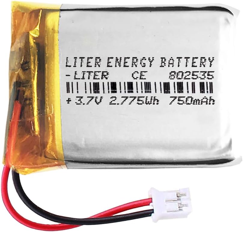 VSGDFHDFH 802535 LiPo Battery 3.7V 750mAh 2.775Wh Rechargeable PH2.0 Connector Type B