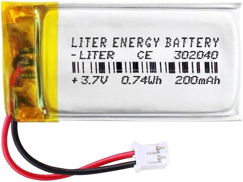 VSGDFHDFH 302040 LiPo Battery 3.7V 200mAh 0.74Wh Rechargeable PH2.0 Connector Type B