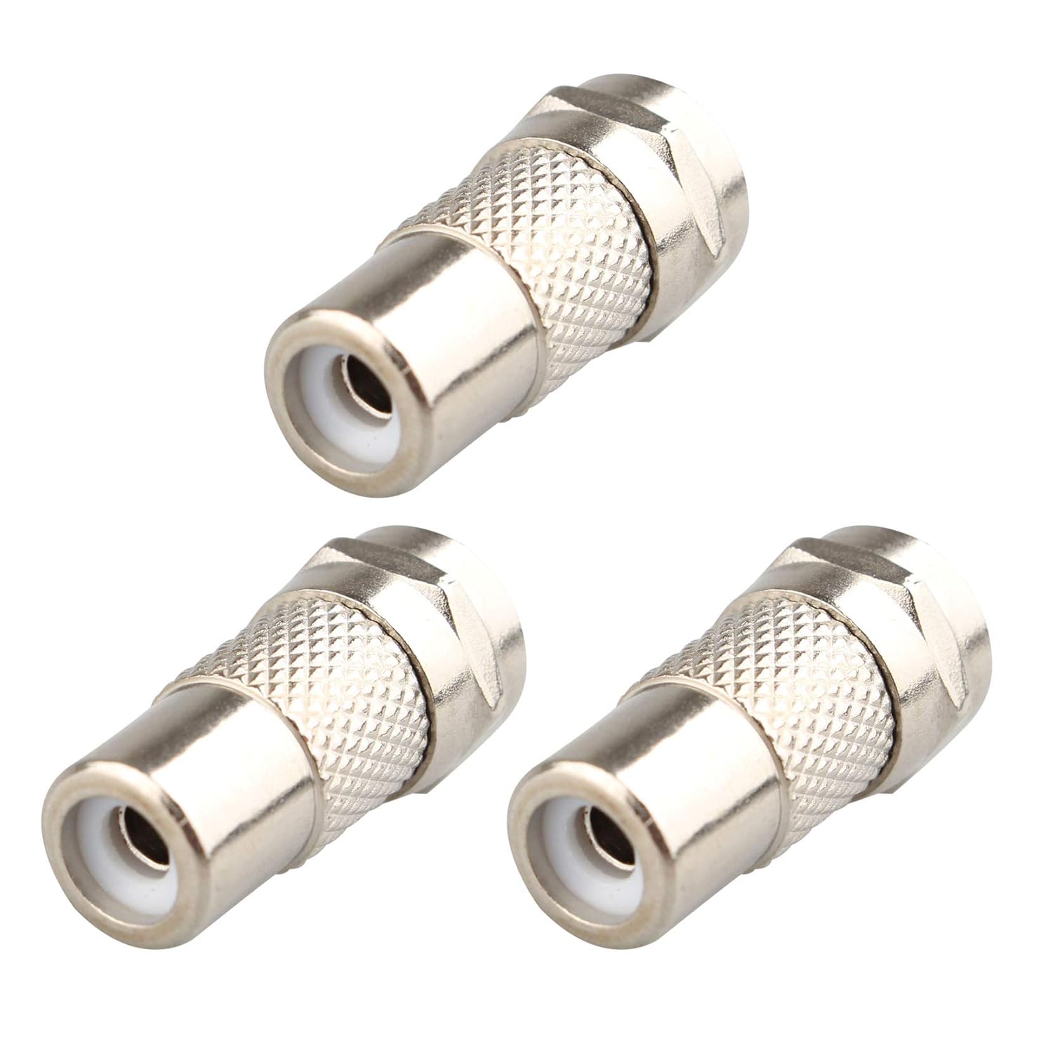 3-Pack Coaxial Cable Antenne Adapter - F Male to RCA Female