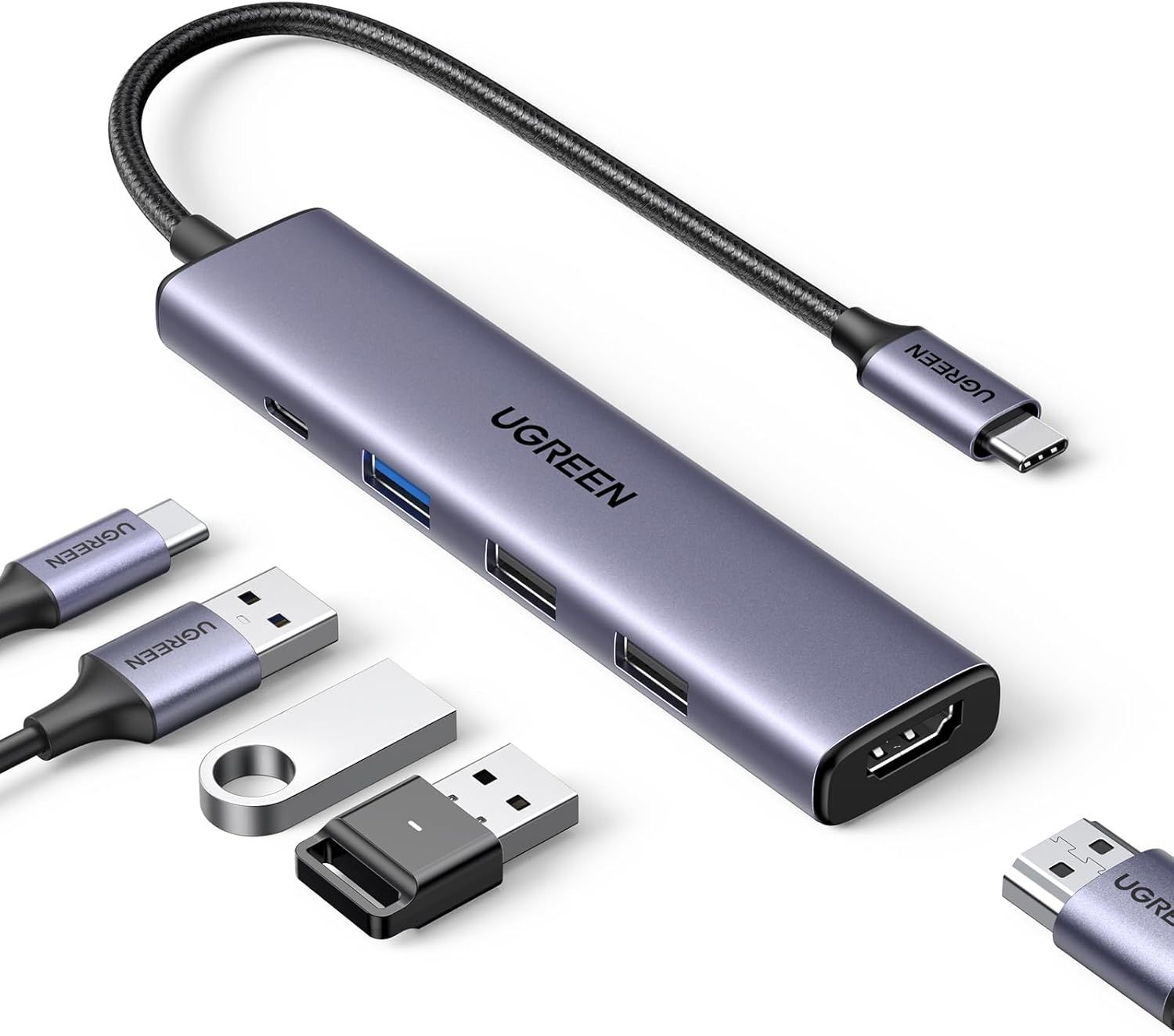 Revodok 105 Hub: USB C to HDMI 4K, PD 100W Charging, 5-in-1 Adapter