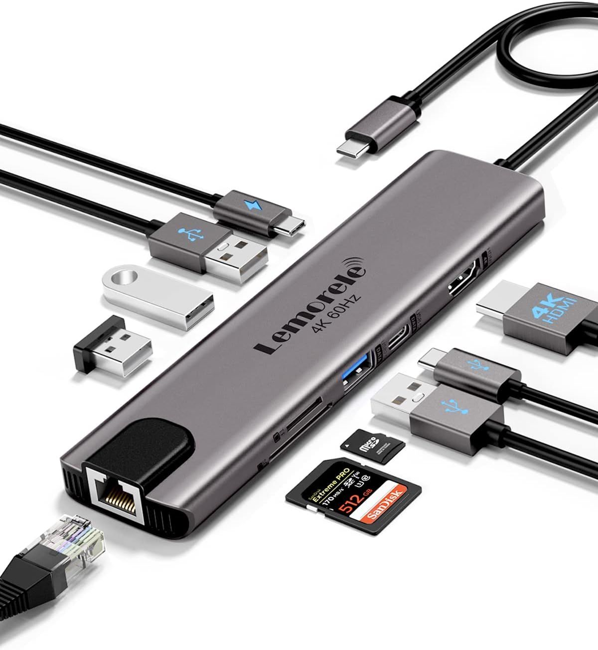 VDFHDFJGFJ 11-in-1 USB-C Hub with HDMI, Ethernet, and Power Delivery